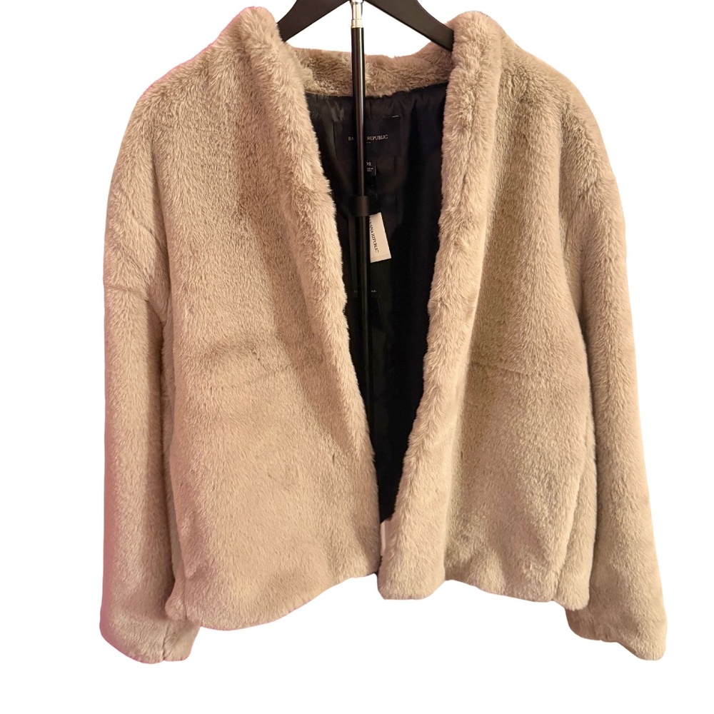 Banana Republic Grey Faux-Fur Jacket - Sz. XL